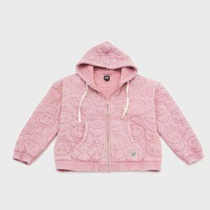 BDG Smile Zip-Up Quilted Hoodie Sweatshirt